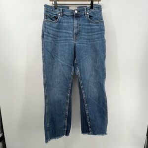 Everlane Women 31 Regular The Cheeky Bootcut Jean Denim Frayed Hem‎ Medium Wash